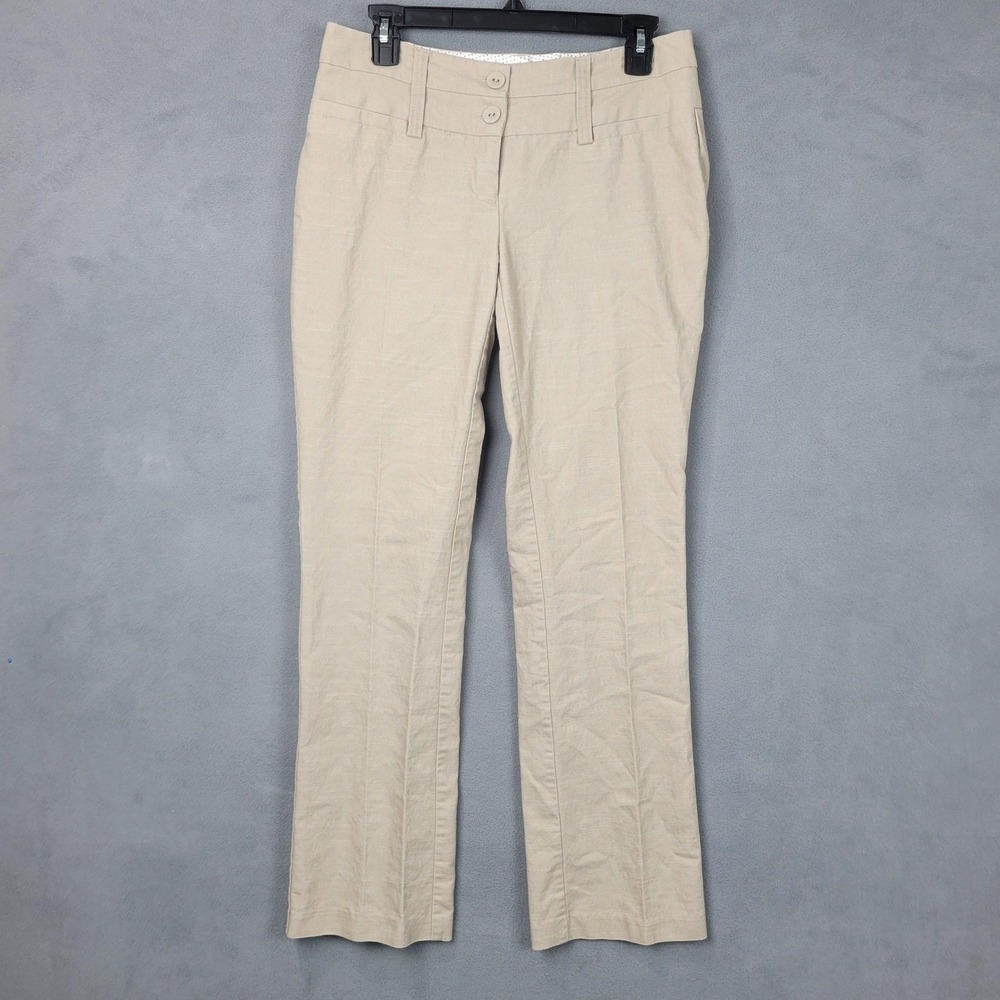 Maurices Pants Womens 3/4 Beige Straight Leg‎ Dress Work Trousers Khaki Office